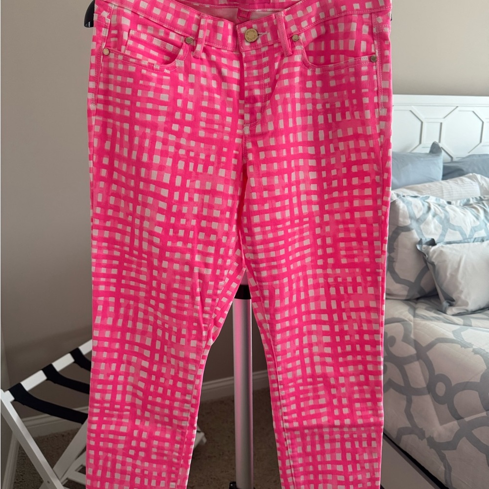 LILLY PULITZER PINK CHECK JEANS 12